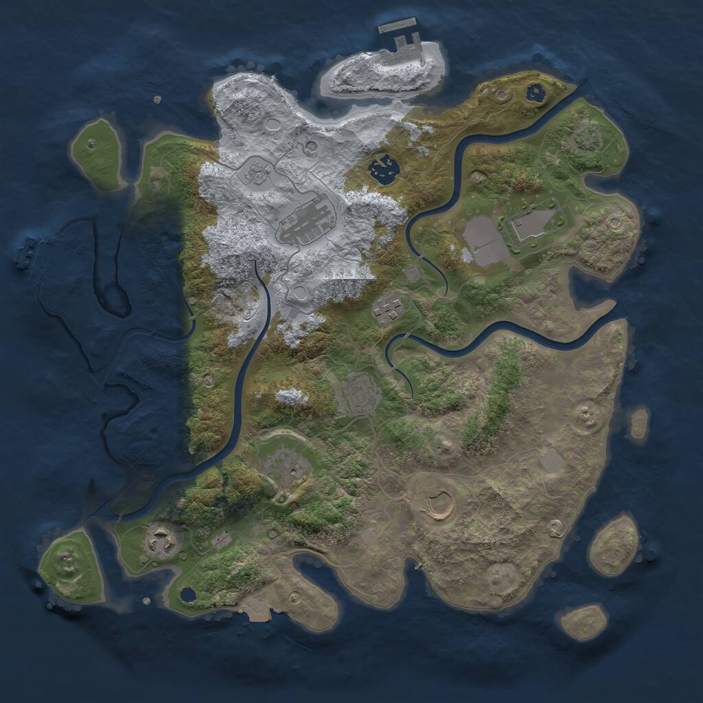 Rust Map: Procedural Map, Size: 3700, Seed: 101666673, 14 Monuments