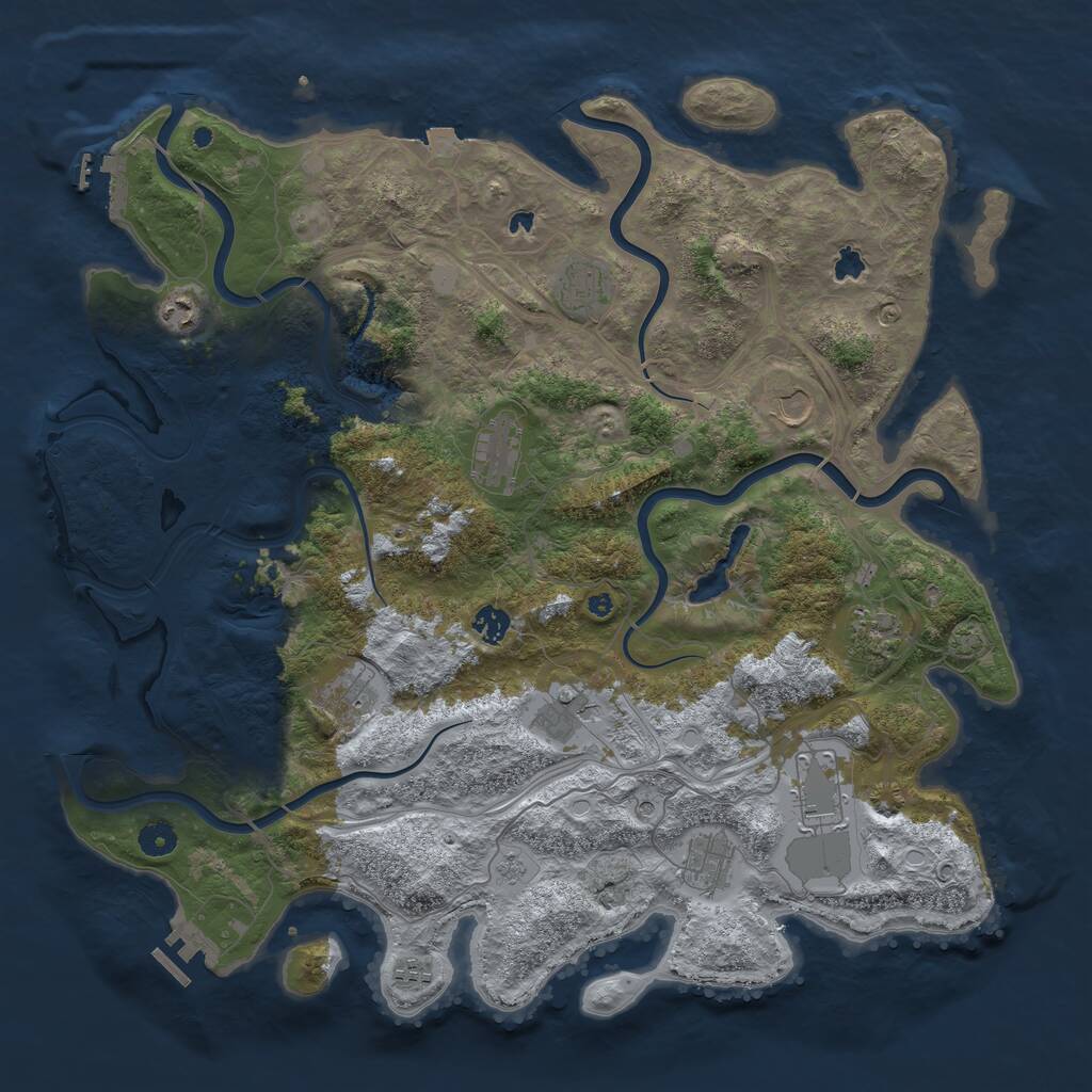 Rust Map: Procedural Map, Size: 4500, Seed: 101958331, 17 Monuments