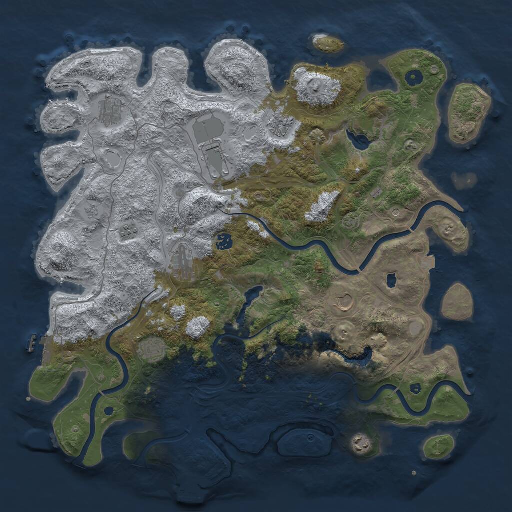 Rust Map: Procedural Map, Size: 4500, Seed: 1357013671, 15 Monuments