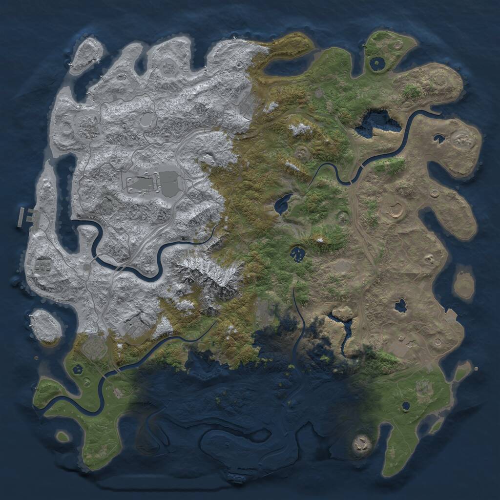 Rust Map: Procedural Map, Size: 5100, Seed: 2102486771, 17 Monuments