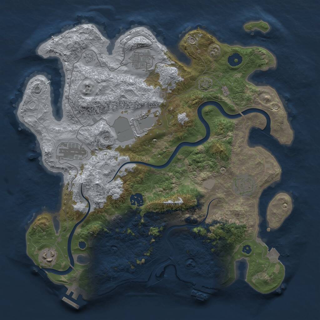 Rust Map: Procedural Map, Size: 3500, Seed: 1829452327, 13 Monuments