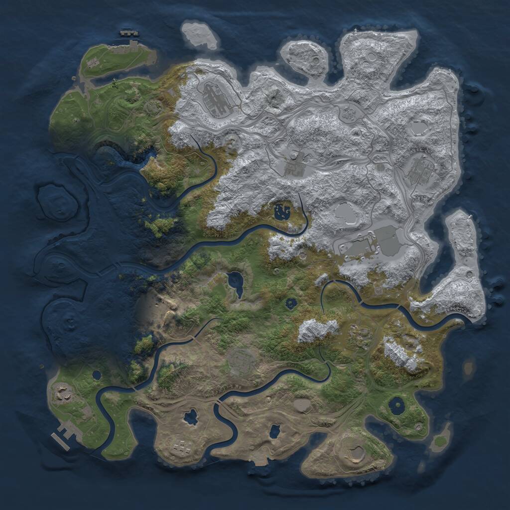 Rust Map: Procedural Map, Size: 4500, Seed: 1579351615, 17 Monuments