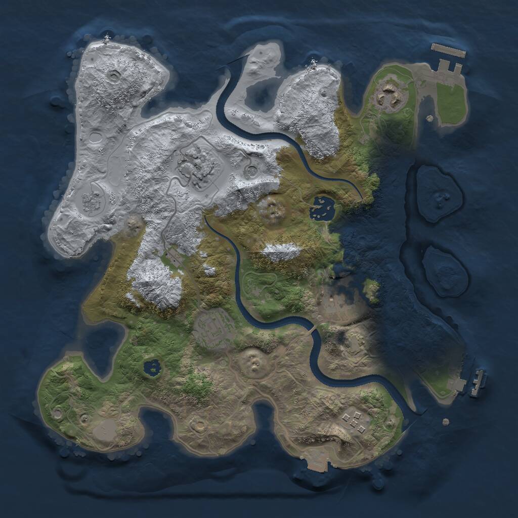 Rust Map: Procedural Map, Size: 3000, Seed: 1842342809, 12 Monuments