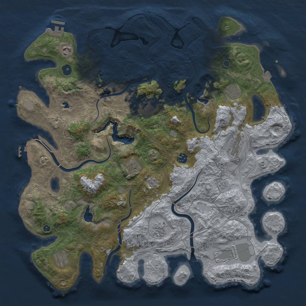 Rust Map: Procedural Map, Size: 4500, Seed: 1157294840, 16 Monuments