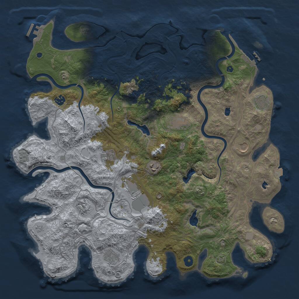Rust Map: Procedural Map, Size: 4500, Seed: 20785, 16 Monuments