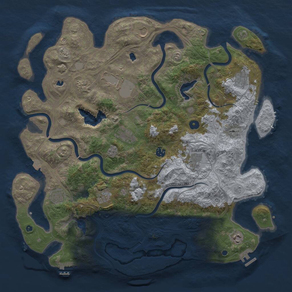 Rust Map: Procedural Map, Size: 4500, Seed: 8872060, 17 Monuments