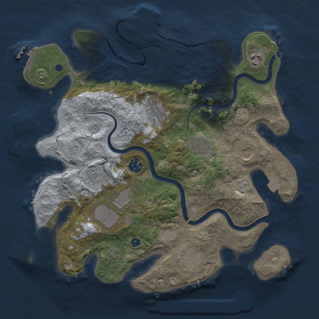 Rust Map: Procedural Map, Size: 3500, Seed: 791661174, 15 Monuments