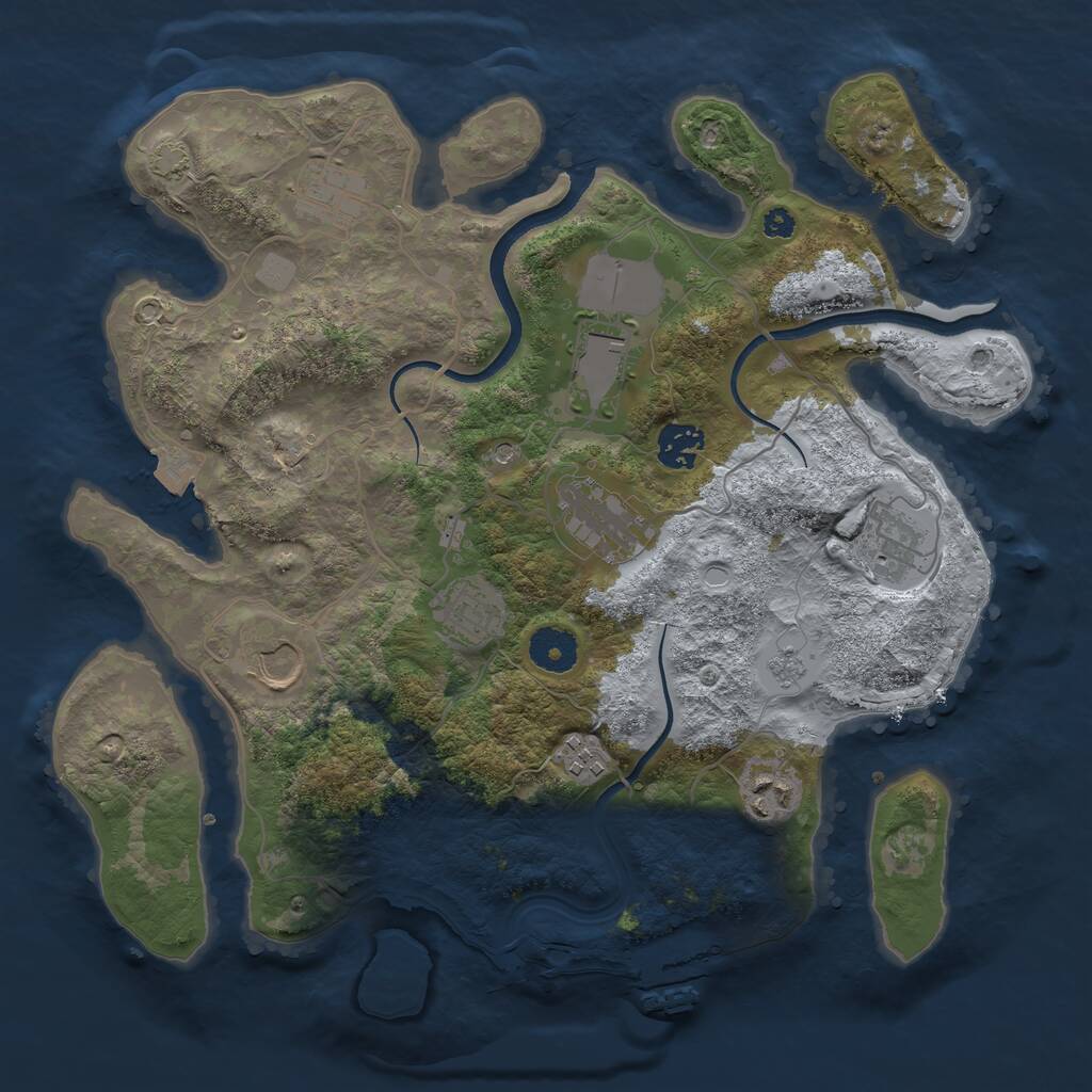 Rust Map: Procedural Map, Size: 3500, Seed: 2124, 14 Monuments