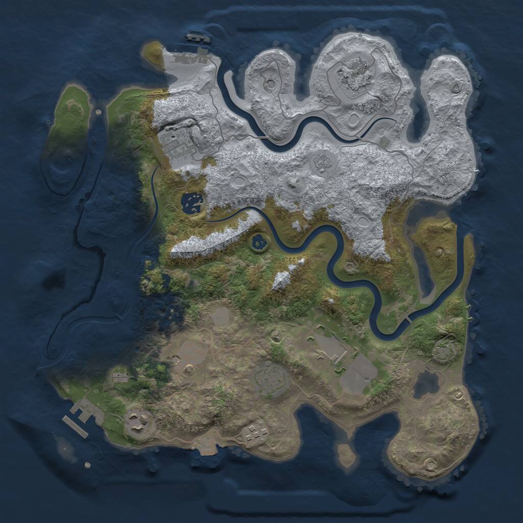 Rust Map: Procedural Map, Size: 3500, Seed: 837036502, 14 Monuments