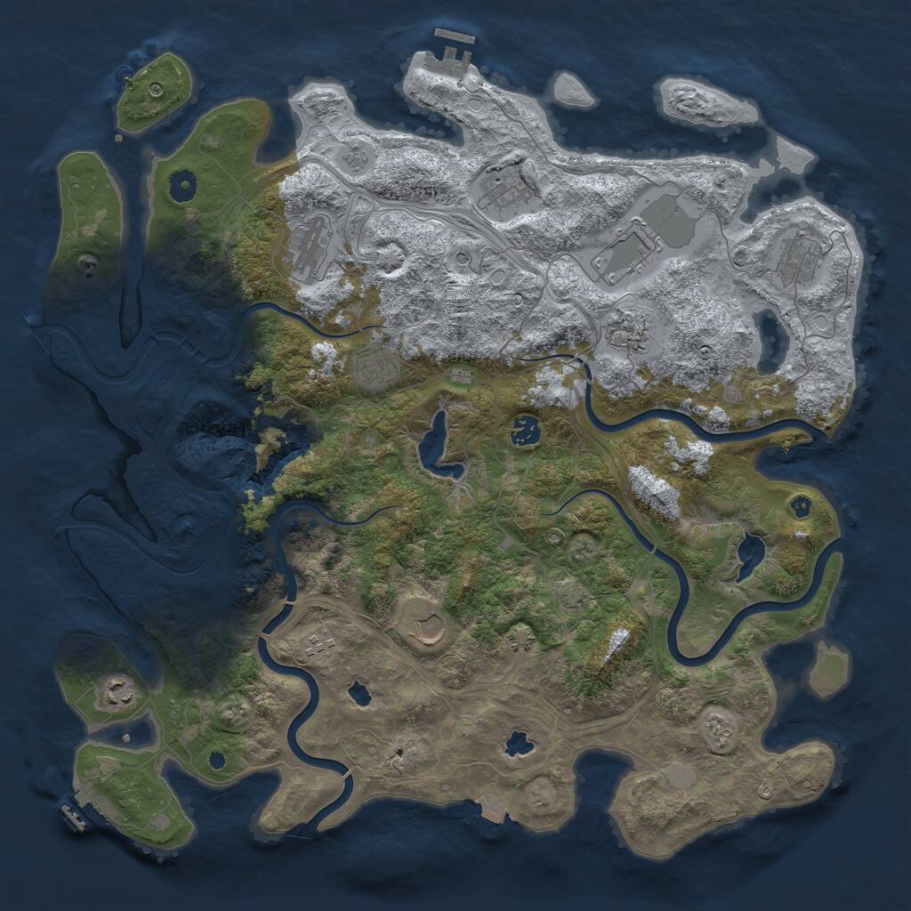 Rust Map: Procedural Map, Size: 4500, Seed: 73552234, 16 Monuments