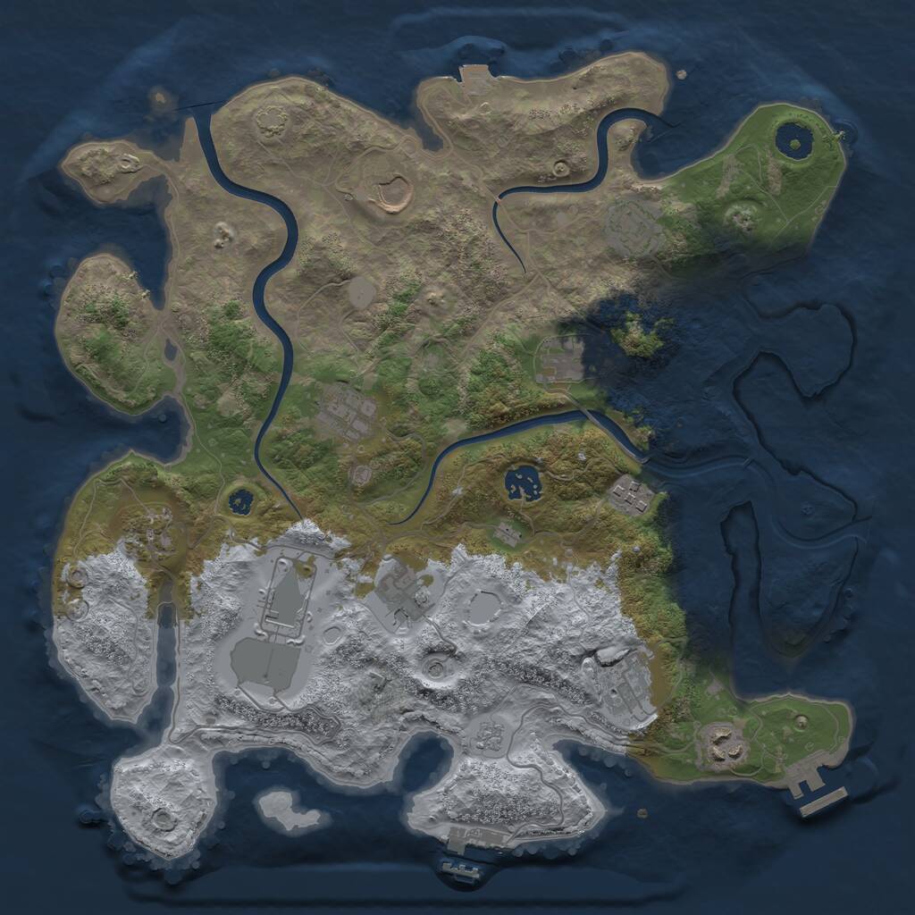 Rust Map: Procedural Map, Size: 3700, Seed: 1792946602, 17 Monuments
