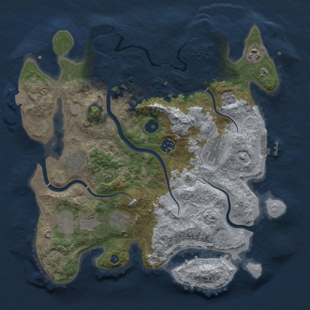 Rust Map: Procedural Map, Size: 3500, Seed: 2108536989, 13 Monuments