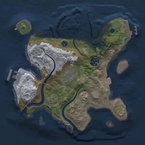 Thumbnail Rust Map: Procedural Map, Size: 2500, Seed: 1984523436, 7 Monuments