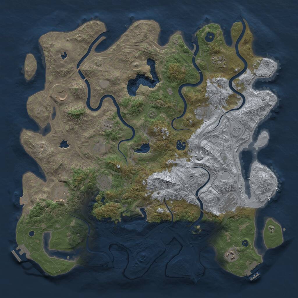 Rust Map: Procedural Map, Size: 4500, Seed: 642006048, 16 Monuments