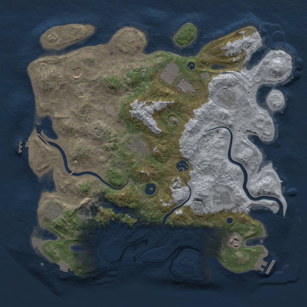 Rust Map: Procedural Map, Size: 3994, Seed: 570200258, 16 Monuments