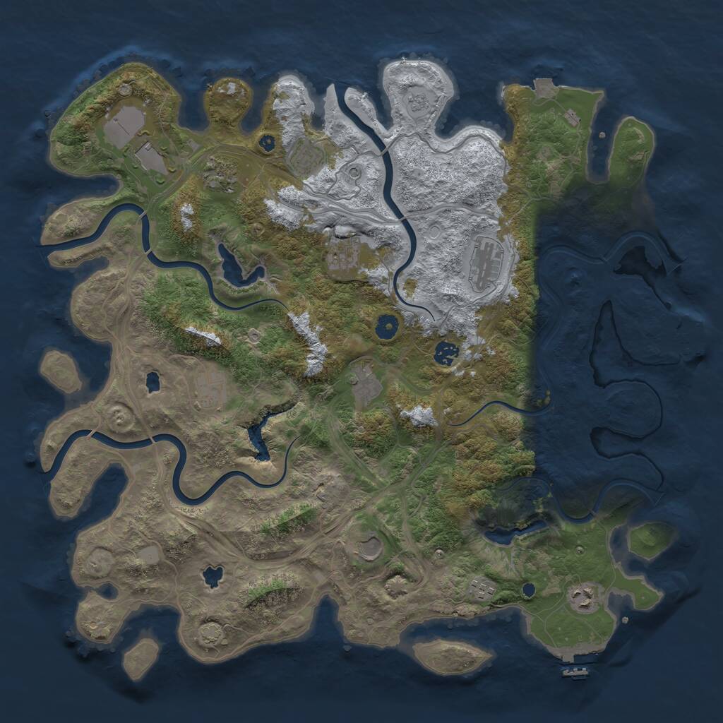 Rust Map: Procedural Map, Size: 4500, Seed: 418341841, 17 Monuments