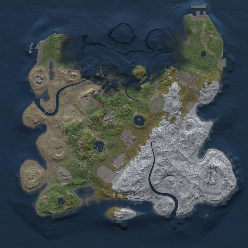 Rust Map: Procedural Map, Size: 3500, Seed: 1793032683, 16 Monuments