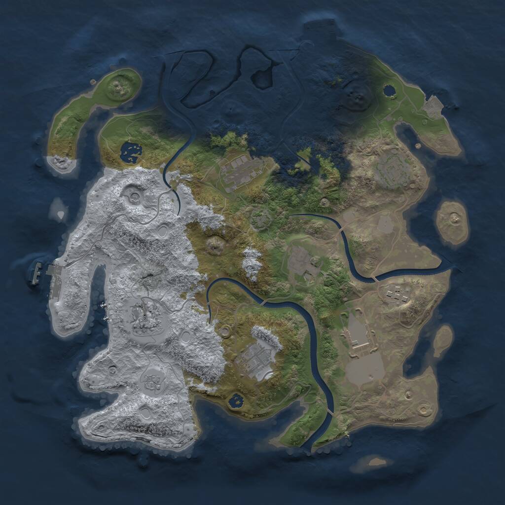 Rust Map: Procedural Map, Size: 3500, Seed: 2013102306, 14 Monuments