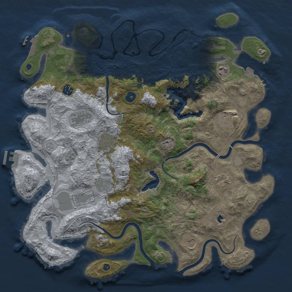 Rust Map: Procedural Map, Size: 4250, Seed: 1841352684, 16 Monuments