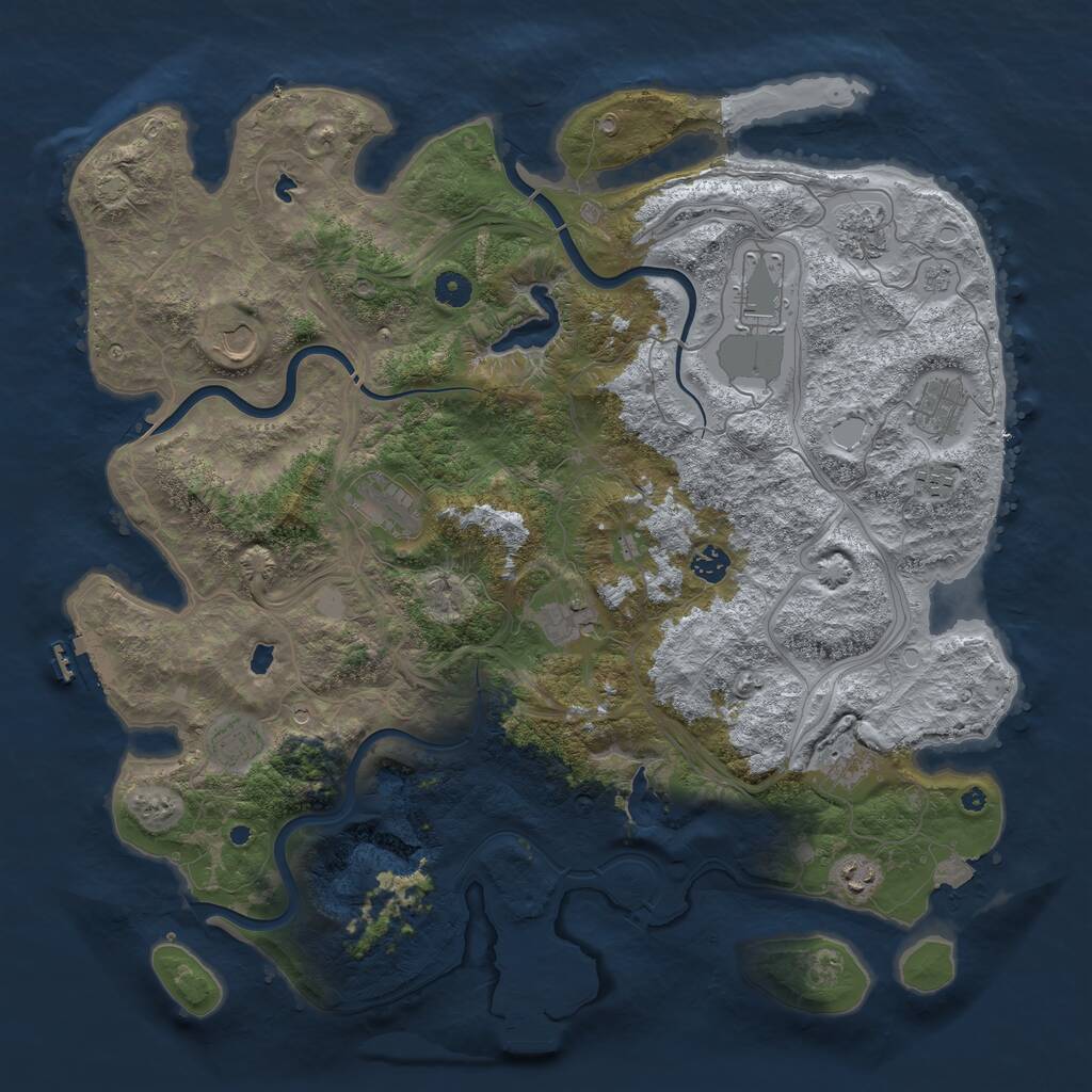 Rust Map: Procedural Map, Size: 4500, Seed: 1123669742, 17 Monuments
