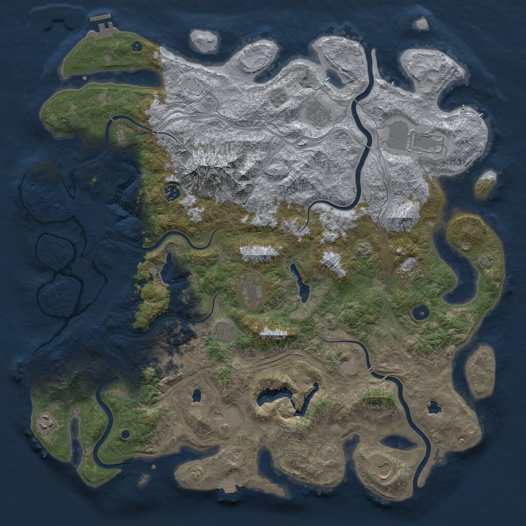 Rust Map: Procedural Map, Size: 5000, Seed: 1414769382, 17 Monuments