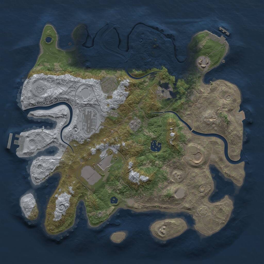 Rust Map: Procedural Map, Size: 3500, Seed: 383912112, 14 Monuments