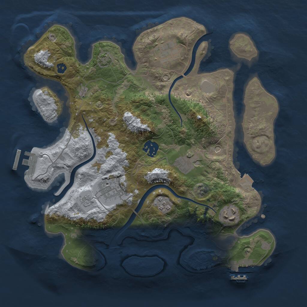 Rust Map: Procedural Map, Size: 3000, Seed: 24143304, 12 Monuments