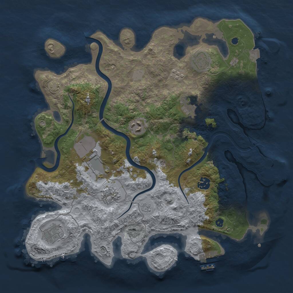 Rust Map: Procedural Map, Size: 3500, Seed: 527875942, 14 Monuments