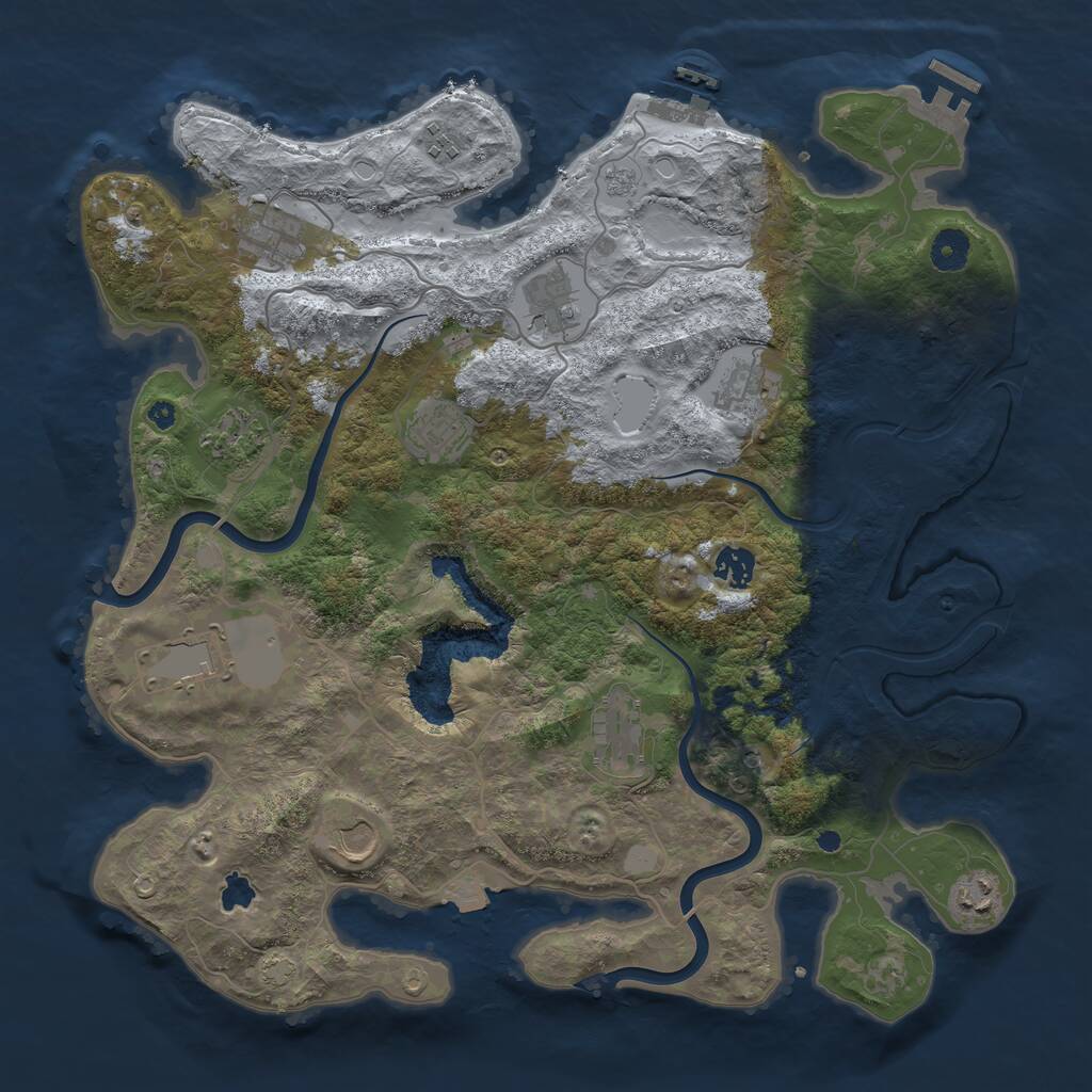 Rust Map: Procedural Map, Size: 4000, Seed: 1728733275, 17 Monuments