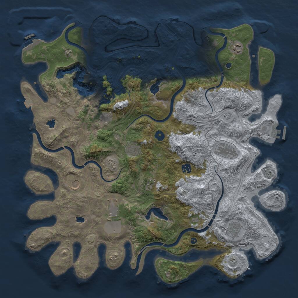 Rust Map: Procedural Map, Size: 4500, Seed: 911360301, 16 Monuments
