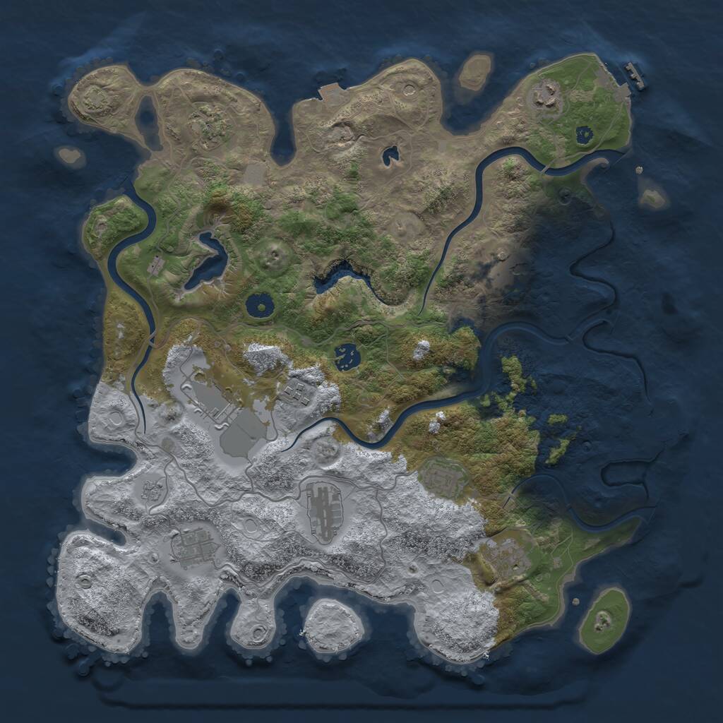 Rust Map: Procedural Map, Size: 4000, Seed: 55270619, 16 Monuments