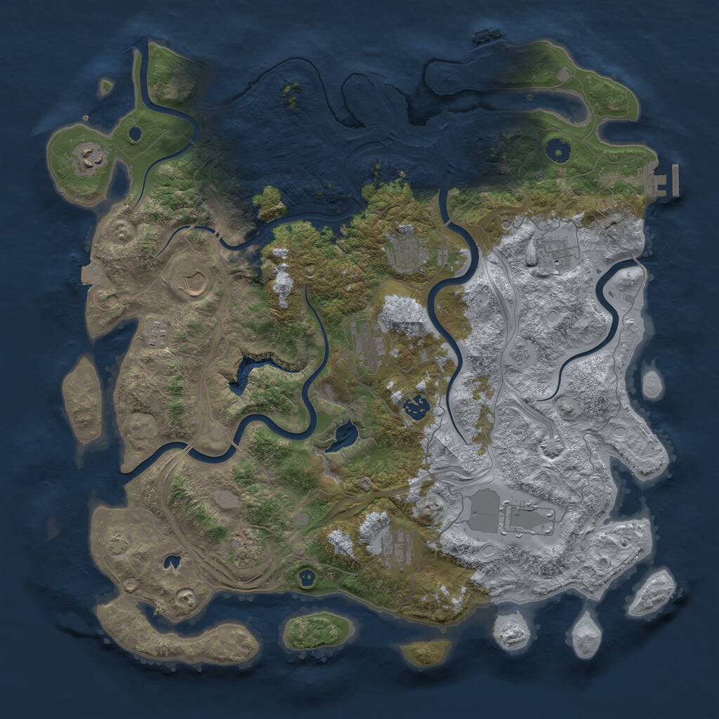 Rust Map: Procedural Map, Size: 4450, Seed: 1123355, 16 Monuments