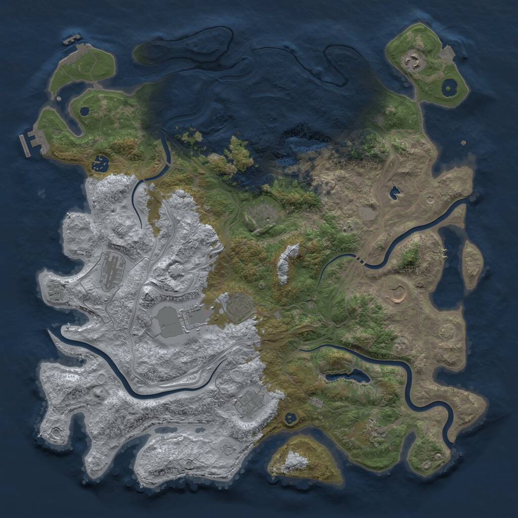 Rust Map: Procedural Map, Size: 4500, Seed: 1279144867, 16 Monuments
