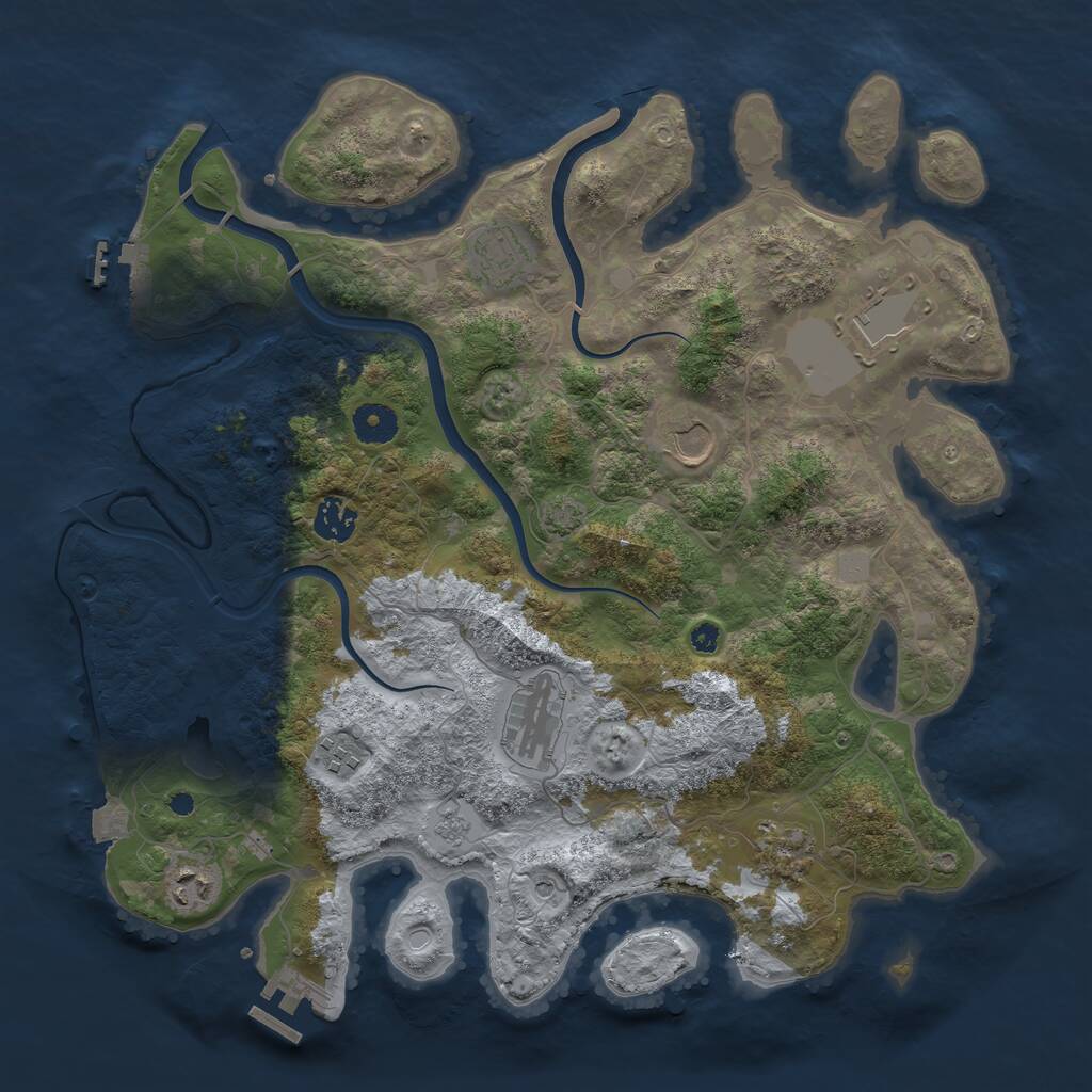 Rust Map: Procedural Map, Size: 3800, Seed: 83856928, 14 Monuments