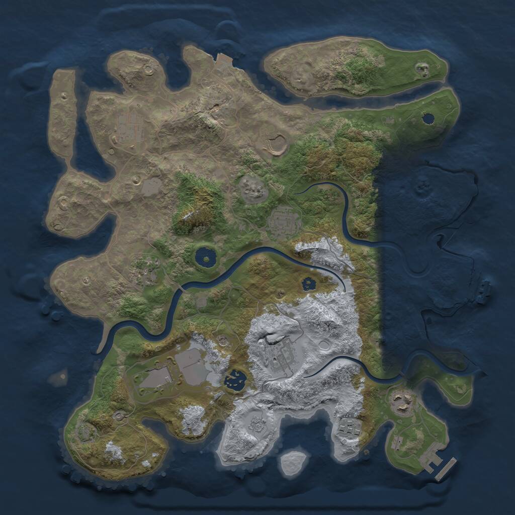 Rust Map: Procedural Map, Size: 3700, Seed: 1493974416, 15 Monuments