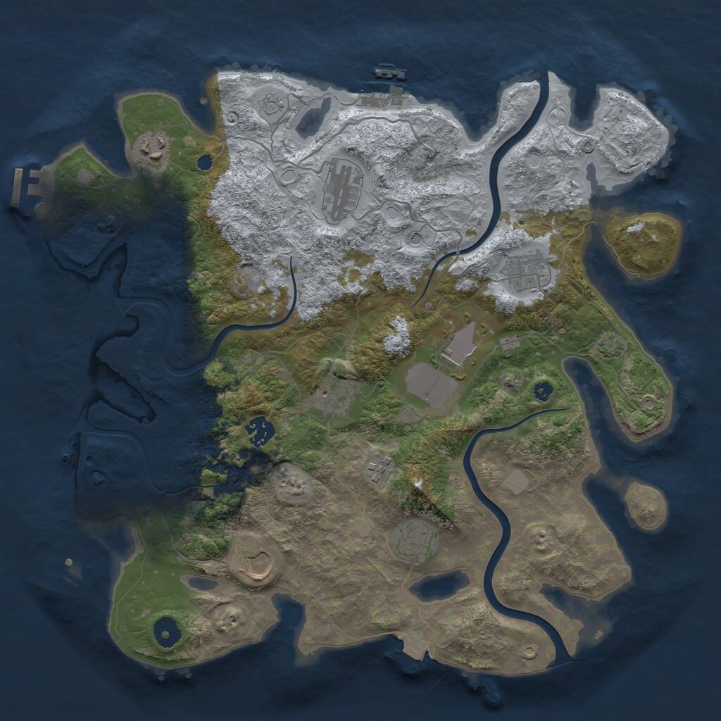 Rust Map: Procedural Map, Size: 3800, Seed: 853845345, 15 Monuments