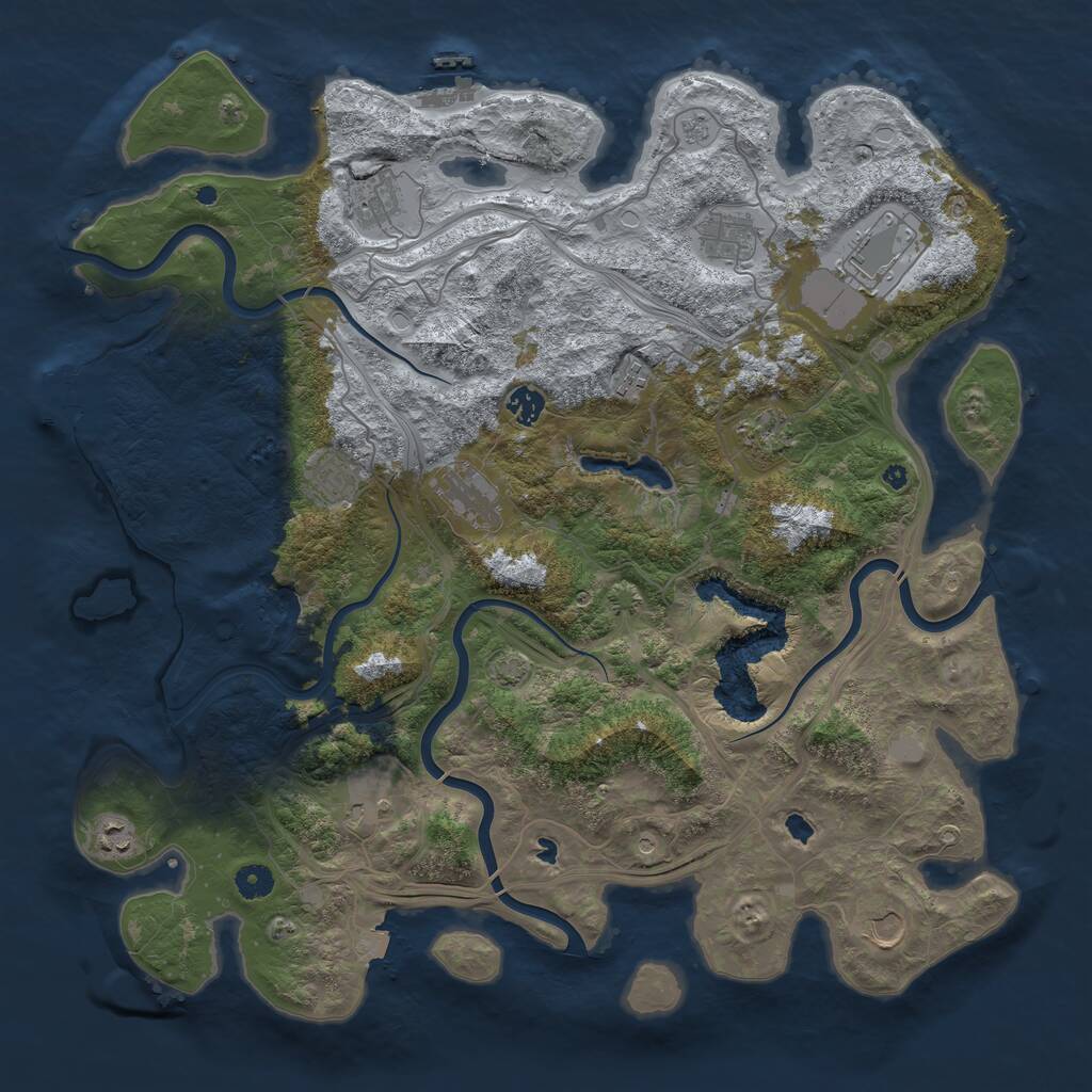 Rust Map: Procedural Map, Size: 4500, Seed: 231315913, 17 Monuments