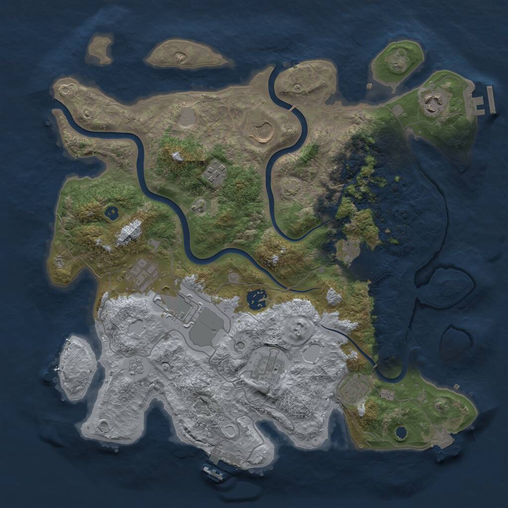 Rust Map: Procedural Map, Size: 3674, Seed: 139824931, 15 Monuments