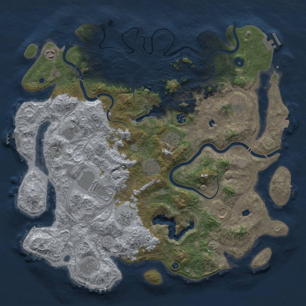 Rust Map: Procedural Map, Size: 4500, Seed: 1447772039, 17 Monuments