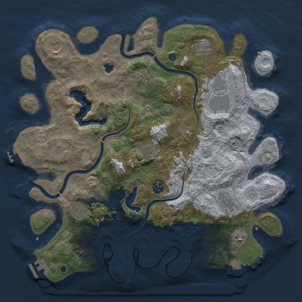 Rust Map: Procedural Map, Size: 4000, Seed: 70704854, 17 Monuments
