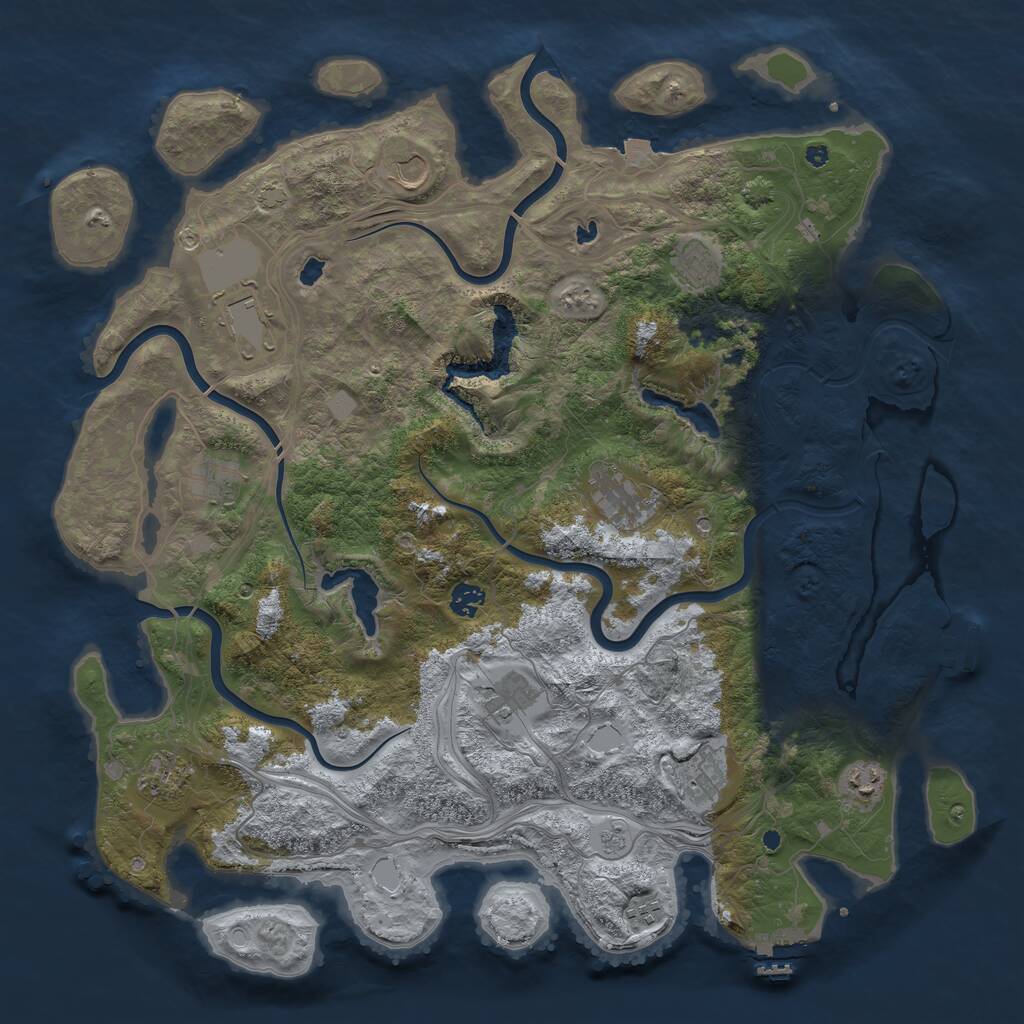 Rust Map: Procedural Map, Size: 4500, Seed: 1852196863, 17 Monuments