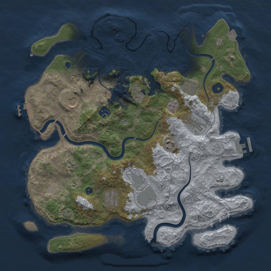 Rust Map: Procedural Map, Size: 3750, Seed: 2034283061, 16 Monuments