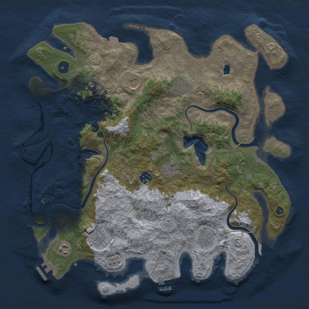 Rust Map: Procedural Map, Size: 4000, Seed: 1405214680, 14 Monuments