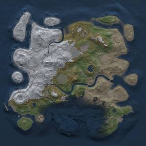Thumbnail Rust Map: Procedural Map, Size: 3500, Seed: 1685767994, 13 Monuments