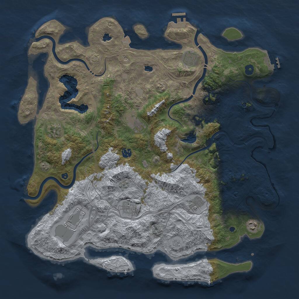Rust Map: Procedural Map, Size: 4500, Seed: 1296637402, 15 Monuments