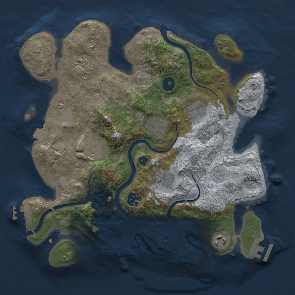 Rust Map: Procedural Map, Size: 3250, Seed: 1764188521, 14 Monuments