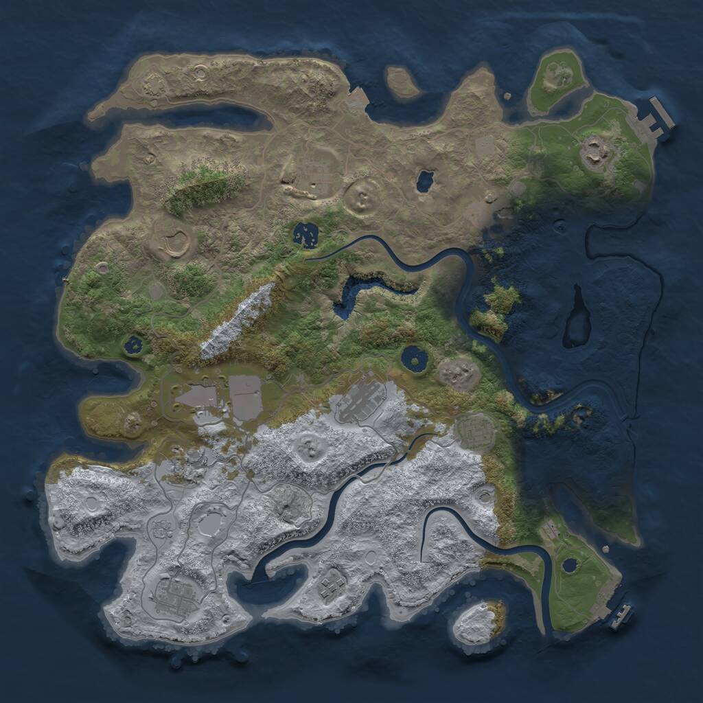 Rust Map: Procedural Map, Size: 4000, Seed: 978920741, 17 Monuments