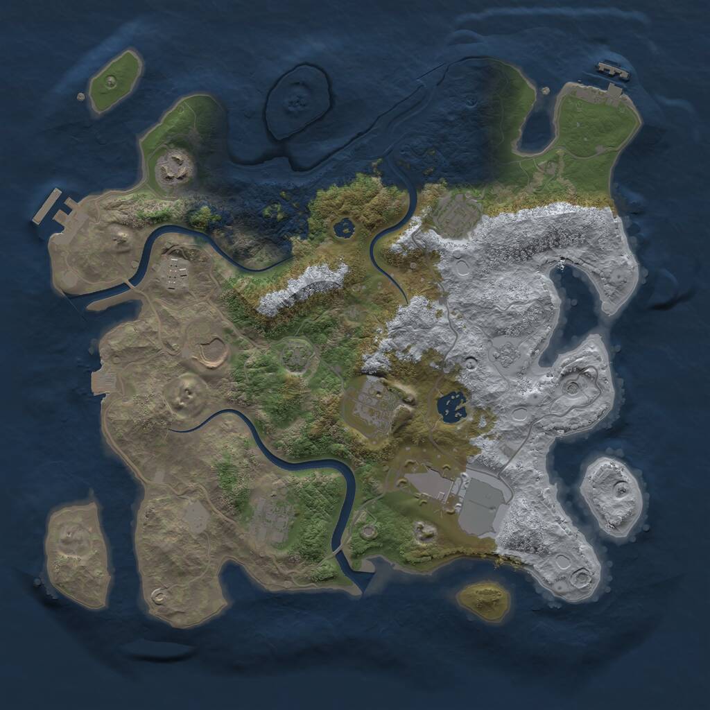 Rust Map: Procedural Map, Size: 3500, Seed: 2076090991, 14 Monuments
