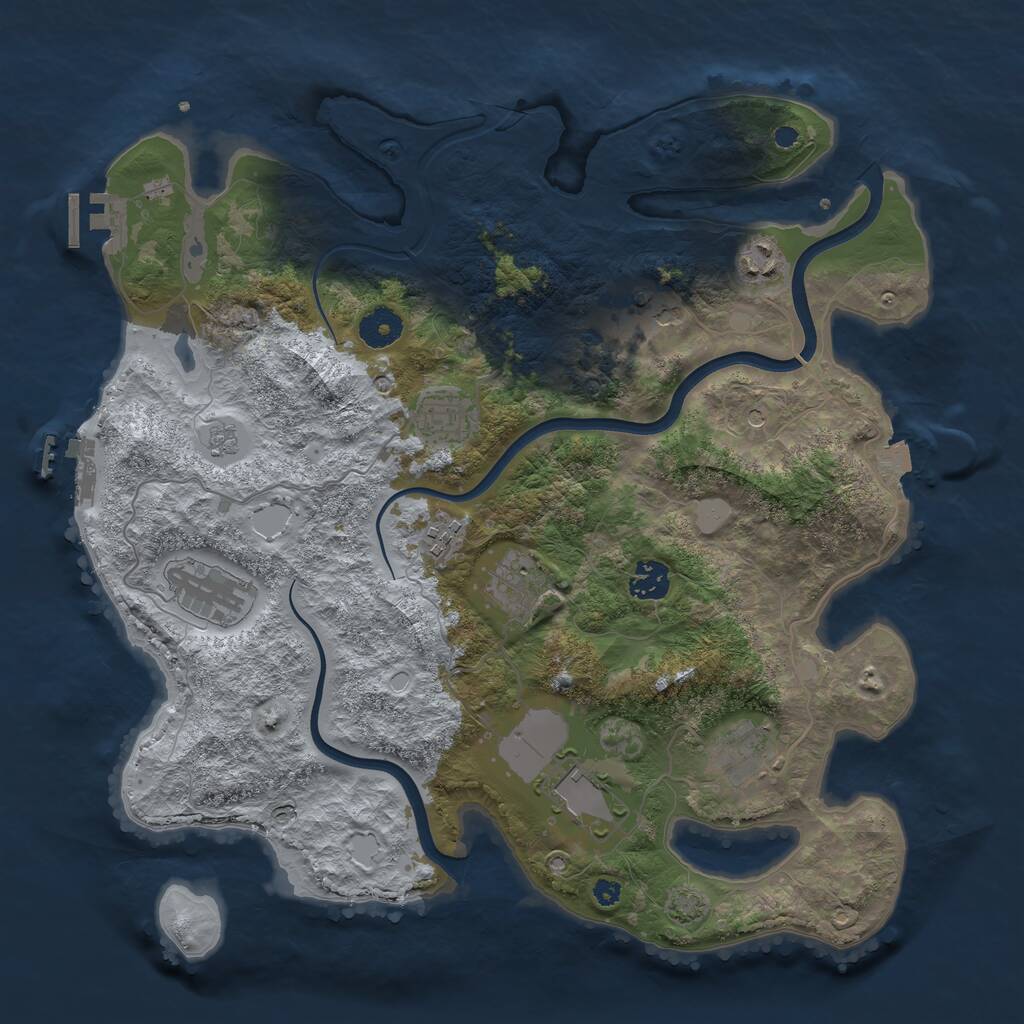 Rust Map: Procedural Map, Size: 3750, Seed: 703958306, 15 Monuments