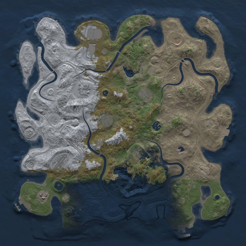 Rust Map: Procedural Map, Size: 4250, Seed: 126665593, 16 Monuments